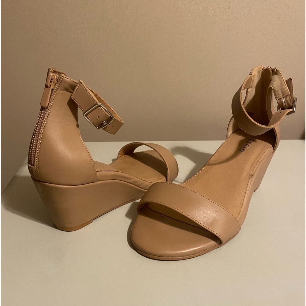 NOT SOLD - Size 8.5W Torrid faux leather nude wedge heels